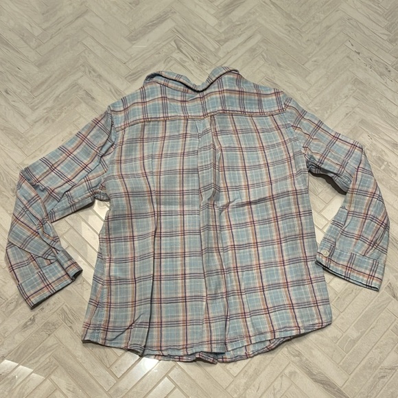 Bonpoint light blue plaid button down shirt, size 4 - Picture 4 of 4